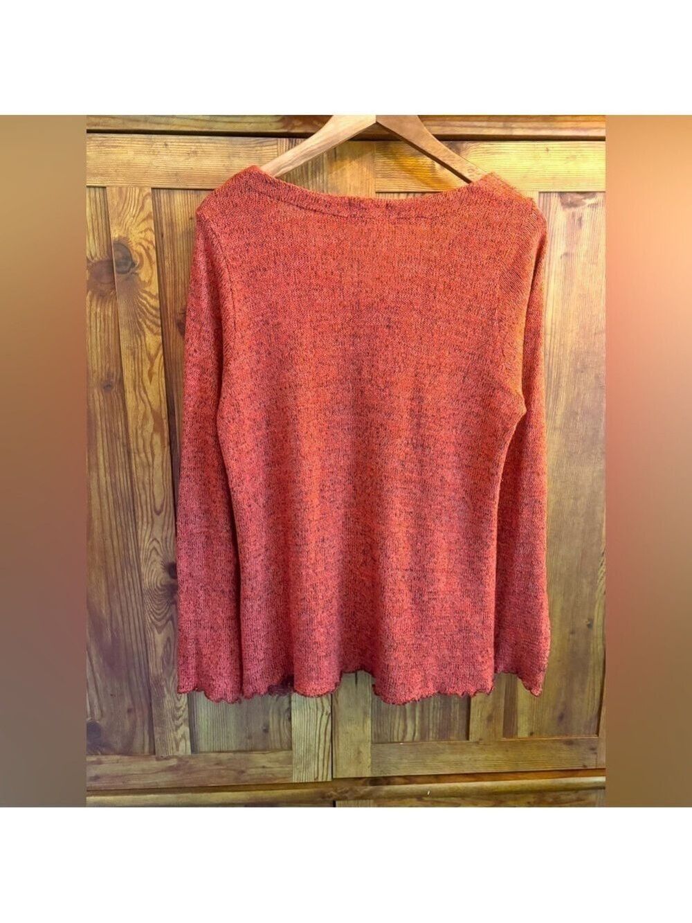 FENINI Designer Burnt Orange Textured Knit Cardigan • Artful Layering•Fits M–XL - Picture 6 of 17